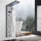 JUNSHENG Columna Ducha Hidromasaje LED 5 Salida de Agua LCD Pantalla Acero Inoxidable Columna de Ducha con Cabezal Ducha y Ducha de Mano,Níquel cepillado
