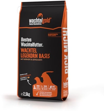 wachtelgold Legekorn Basis 2,5kg Alleinfutter Wachteln | Alleinfutter für Wachteln mit 2mm Pellets – unterstützt Legeleistung, Eierschalen & Verdauung, ohne Zusätze