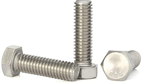 Vis à tête hexagonale 3/8-16 x 1-1/4 entièrement filetée, acier inoxydable 18-8, finition unie, quantité 8