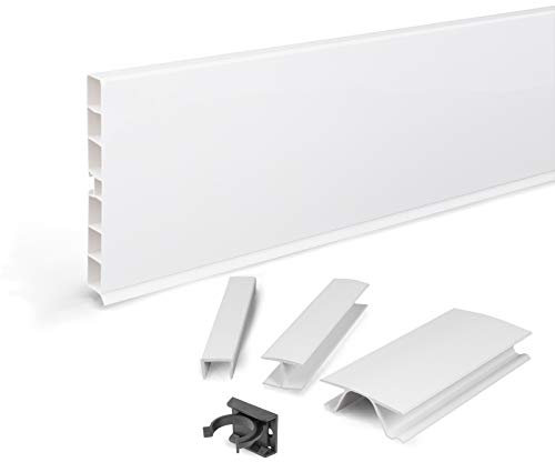 DQ-PP Plinthe 7,5 m | Plaque de socle | 100 mm | Blanc brillant | Plastique | Socle | Plinthes | Profil de socle | Socle de cuisine | Plinthe de plinthe pour cuisine encastrable