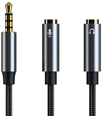 Rpanle Headphone Splitter, 3.5mm Male to Audio Microphone Y Splitter Cable, 2 Dual 3.5mm Female Audio for Phone, Laptop, Gaming Headset, External Microphone and MP3 players