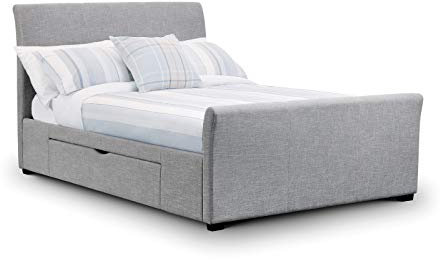 Julian Bowen Capri Fabric Bed With Drawers 180Cm, Light Grey