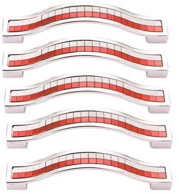 BOZONLI 5 Pack Strass Kristall Schrank Griffe Möbelgriffe Schrankgriffe (96mm, Rot)
