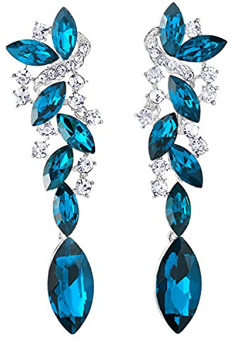 Blu Acqua Art Deco Nuziali Sposa Festa Strass Marquise Cluster Chandelier Lampadario Lunga Dichiarazione Orecchini