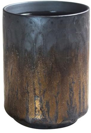 Retro Gilded Pottery Tea Cup - 220Ml Dark Brown Coffee Mug for Home and Office Use
