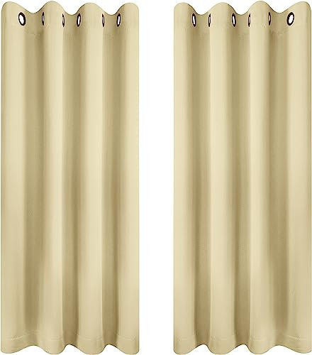 Utopia Bedding Tende Oscuranti Per Interni 2 pezzi (117x137 cm, Beige), Tende Termiche Isolanti per interni Per Camera Da Letto e Soggiorno
