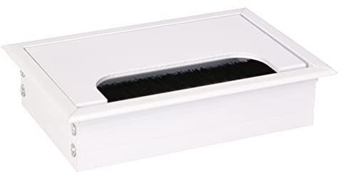 KOTARBAU® Passe-câbles, en aluminium, 120 x 80 mm, pour meubles, blanc, boîte de câble, rectangulaire, anodisé