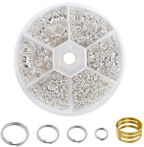 TOAOB 600 Stück Doppelverbindungsring aus Metall Silber offen Jump Rings Schmuckverbinder Linkskette 6 mm bis 12 mm mit Aufbewahrungsbox für Schmuckherstellung