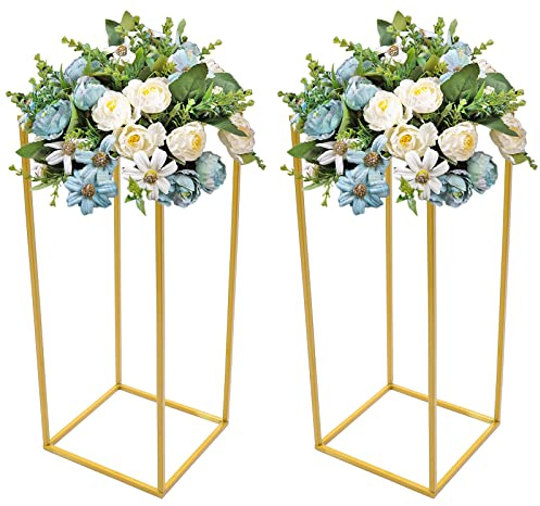 Blumenständer 2er Set Blumenhocker Gold Blumensäule Metall Modern Pflanzenständer 60 x 25 x 25 cm