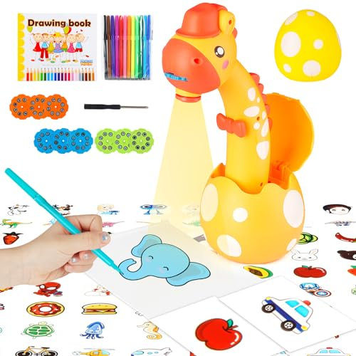 KETIEE Zeichenprojektor für Kinder Maltafel Zaubertafel, Projektor verfolgen und zeichnen Toy Kinder Zeichenbrett Zeichenspielset Geburtstag Geschenke für Mädchen Jungen 3 4 5 6 Jahre alt (Gelb)