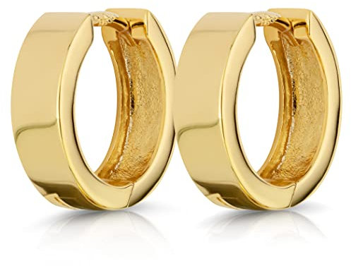 NKlaus Paar Klappcreolen 585 Gelb Gold 14 Karat Glanz Ohrringe Damen Scharnier Creolen 9497