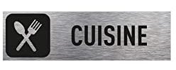 Pictogramme CUISINE (Q0202). Signalisation Porte - 170 X 50 mm - Autocollant souple ou plaque alu brossé 2mm. - Plaque aluminium brossé - Plaque aluminium brossé -