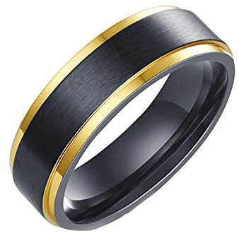 Daesar Edelstahl Ringe für Männer, Ring Personalisiert 6MM Breit Bandring Schwarz Freundschaftsringe Partnerringe mit Wunschgravur Gr.62 (19.7)