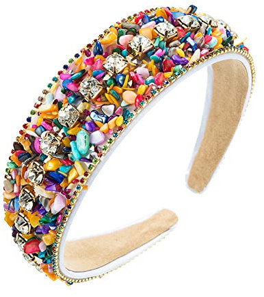 Serre-tête en cristal avec strass Serre-tête large en velours rembourré avec perles de diamant Serre-tête antidérapants pour femmes, filles, port quotidien