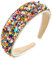 Serre-tête en cristal avec strass Serre-tête large en velours rembourré avec perles de diamant Serre-tête antidérapants pour femmes, filles, port quotidien