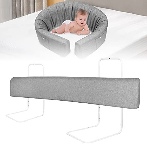 YARDIN Bettgitter Kinderbettgitter Bettschutzgitter Schutzgitter Bett Rausfallschutz Bett Bed Rail Bettkantenschutz, Höhenverstellbar Form Einstellbar für Kleinkinder und Baby (Grau, 180 cm)