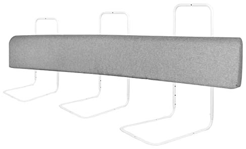 HENGMEI Bettgitter Bettschutzgitter 180cm Bettkantenschutz Bettgitter Höhenverstellbar Sicherheitsgeländer Bettumrandung, Leinengrau
