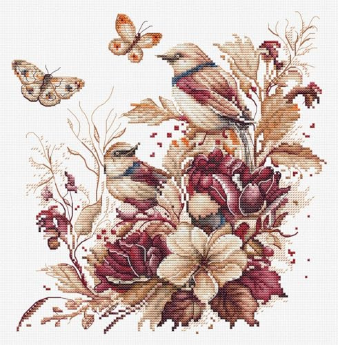 Luca-S Kreuzstich Set Die Vögel-Herbst Zählmuster, Multifarbig