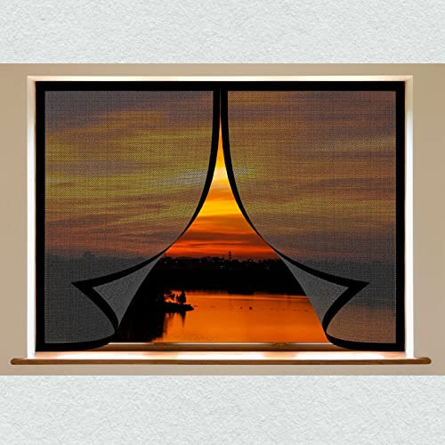 Fliegengitter Für Dachfenster 135 x 90 cm Insektenschutz Fenster Kein Bohren Kinderleichte Montage Fenster-Fliegengitter Für Alle Fenster Bis, Schwarz