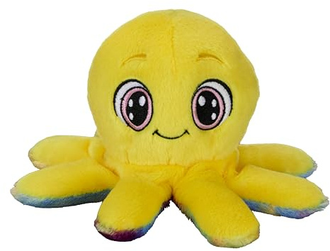 Bauer Spielwaren I Like My Planet - Oktopus: Kuscheltier aus softem Plüsch, hergestellt aus recycelten Plastikflaschen, 20 cm, gelb (12988)