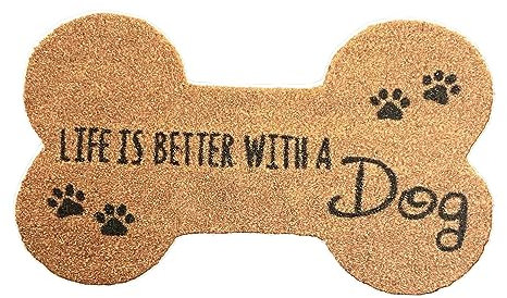 Melody Jane Dolls House Life Is Better Dog Bone Door Mat Welcome Porch Rug 1:12 Printed Card