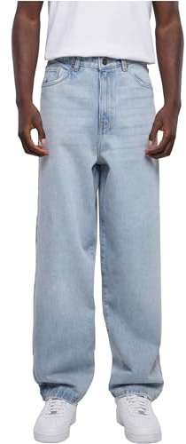 Urban Classics Herren Heavy Ounce Baggy Fit Jeans – Weite Denim Hose im Loose Fit aus Baumwolle, Wide Leg Jeans im 90s Streetwear Style für Freizeit & Alltag,New Light Blue Washed,32