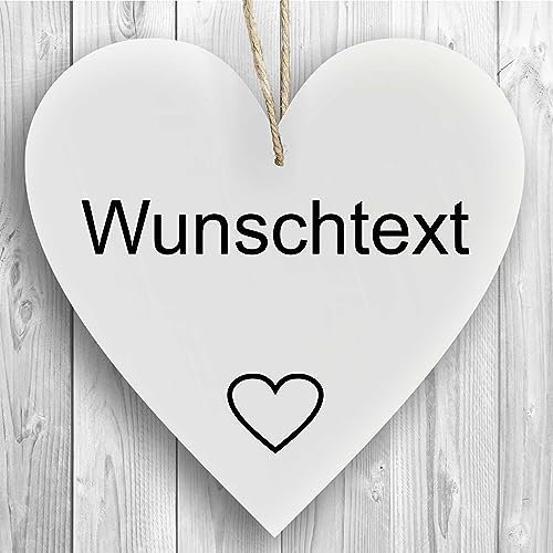 Herzschild Holzherz Holzschild 16 x 16 cm mit Wunschtext mit Herz in weiß Dekoschild Wandschild Schild Holz Herz individualisiert personalisiert