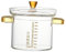 Pot à soupe en verre borosilicate transparent avec couvercle, bol à soupe fait à la main à deux poignées pour thé, pâtes, nouilles, lait, œuf, petit (couleur : grand)