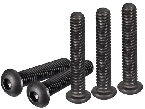 DTGN 50er Pack 1/4-20x1-1/2 Innensechskantschrauben mit Linsenkopf | UNC Befestigungselemente, Kohlenstoffstahl Schwarzoxid, Geeignet für Maschinen, Vollgewinde