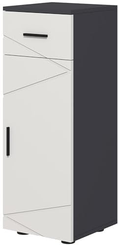 kleankin Narrow Bathroom Cabinet, Bathroom Storage Cabinet with Drawer, Adjustable Shelf and Soft Close Mechanism, Grey