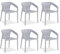 Homestyle4u Gartenstühle Stapelbar 6er Set Kunststoff Grau Gartenstuhl mit Armlehnen Wetterfest Stapelstühle Outdoor Terrasse Garten Balkon
