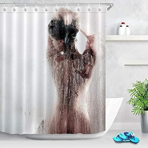 Generic 3D Rideau de Douche 180 x 200 cm Sexy, Rideau Douche Filles Sexy Anti Moisissure Imperméable Polyester Tissu Rideaux de Douche pour Baignoire Salle de Bain, avec 12 Crochets a536