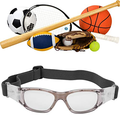 CYTGOUPER Occhiali Sportivi Leggeri per Bambini, Occhiali da Basket Regolabili per Calcio Giovanile per Ragazzi e Ragazze (Grigio)