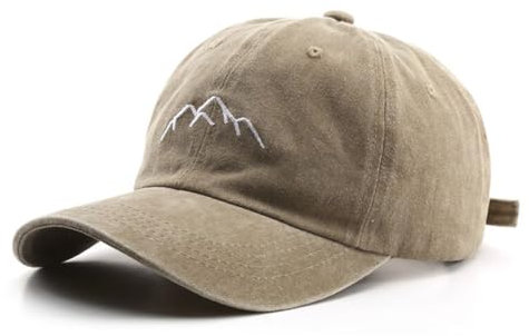 YULOONG Herren Vintage Baseball Cap Mountain Berggipfel Peak Stickerei Baseball Hüte Retro gewaschen Baumwolle Dad Cap Frauen Outdoor Sport Cap Verstellbar Unisex Khaki