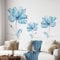 Tanlaby Blau Blumen Wandtattoo Großes Blumen Wandsticker Pflanzen Wandsticker Selbstklebend Abnehmbare Wand Kunst Aufkleber für Wohnzimmer Schlafzimmer Büros Badezimmer Wanddekoration