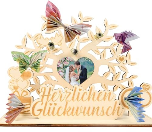 Hierein Geldbaum Geldgeschenk Hochzeit Holz, Personalisierte Lebensbaum Hochzeitsgeschenk Geld, Kreatives Geldgeschenk Deko, Originelle Geldgeschenke Verpackung Hochzeitsgeschenke für Brautpaar