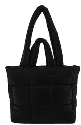 CRGANGZY Puffer-Einkaufstasche for Damen, schicke Hobo-Tasche, große Kapazität, gepolsterte Schulterhandtasche, leichte, gesteppte Tragetasche, einfarbig, stilvolle Pendlertasche