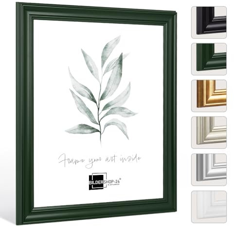 Bildershop-24 Bilderrahmen Vintage Retro Barockrahmen Athen 60x80cm (PUZZLEFORMAT) Tannengrün Dunkel Grün Acrylglas Antireflex Fotorahmen Posterrahmen Wechselrahmen