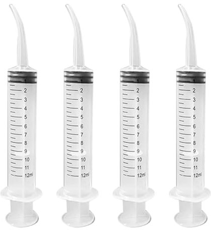 Sarini 4 Pezzi siringa per irrigazione Dentale siringa Dentale siringa Graduata siringa per Pulizia irrigatore Orale Punta della siringa Curva Strumento di iniezione per con siringa a Punta Curva