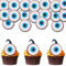 DazzJoy 48 Halloween Tortendeko Essbar,Halloween Augapfel Deko,Halloween Kuchen Deko Essbar,Halloween Deko Cupcake Essbar,Esspapier Tortendeko Halloween,Essbare Halloween Cupcake Deko
