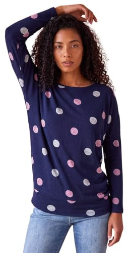 Roman Originals Blouson Top for Women UK Ladies Drop Shoulder Long Sleeve Jersey Stretchy Oversized Casual Office Jumper Soft Everyday Sweater Lounge Sweatshirt Blouses