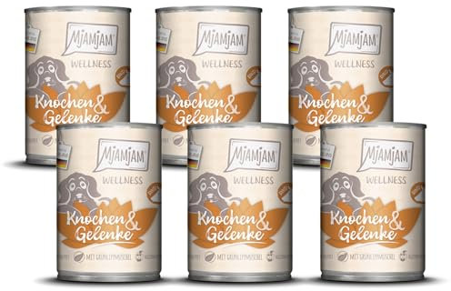 MjAMjAM - Premium Nassfutter für Hunde - Wellness - Knochen & Gelenke - Rind, 6er Pack (6x400g), getreidefrei