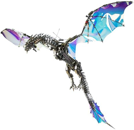 BAUBAUPLAY 3D Metall Puzzle Modellbausatz Erwachsene, DIY 3D Puzzle Metall Drache, Metall 3D Puzzle Model Kit Desktop Spielzeug Geschenke - 3000 Teile