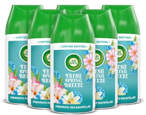 Air Wick Freshmatic Max Raumspray – Nachfüller für den Air Wick Freshmatic Max – Duft: Spring Breeze – 6 x 250 ml Nachfüller