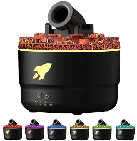 Aroma- Diffusor mit LED- Kanonen, Cannon Luftbefeuchter Diffusor Ultraschall ätherisches Öl Kühler Nebel Luftbefeuchter, Aromatherapie ätherisches Öl mit Timer Wasserlose Auto- Off