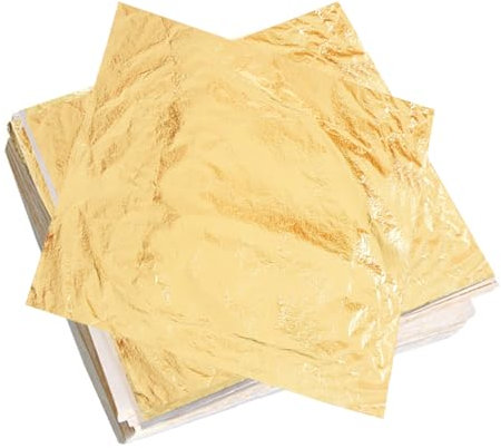 NXPUXP 100 Blatt Imitation Blattgold,Goldfolie,Goldfolie Zum Basteln,Blattgold Zum Basteln,Zum Basteln DIY Crafting(16 * 16cm)