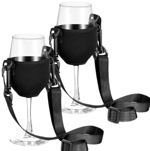 JAWUZ 2 Pièces Porte verres suspendu, Porte gobelet festival, Support verre a pied suspendu, Porte gobelet cou, Noir