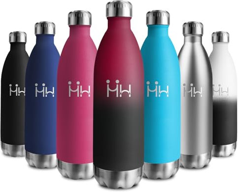 Gourde Inox 1L, Bouteille Isotherme Réutilisable, Gourde Métal, Gourde Isotherme sans BPA, Étanche, Bouteille Métal Double Paroi, Gourde Sport pour École, Sport, Bureau, Gym, Yoga, Camping, Randonnée