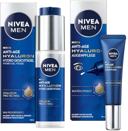 NIVEA MEN Anti-Age Hyaluron Gesichtsgel + Anti-Age Hyaluron Augenpflege