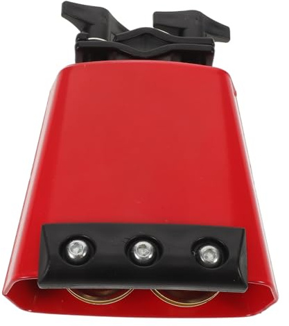 FRCOLOR Kuhglocke aus Metall für Schlagzeug mit Dämpfer und Klangregelung Rote Ansteck-kuhglocke als Perkussions-instrument für Übungen und Auftritte